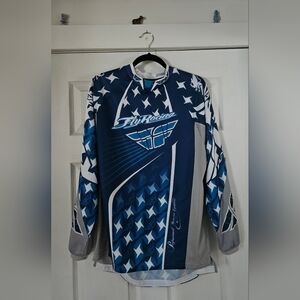 Fly Racing Kinetic Blue and White Motocross Jersey M